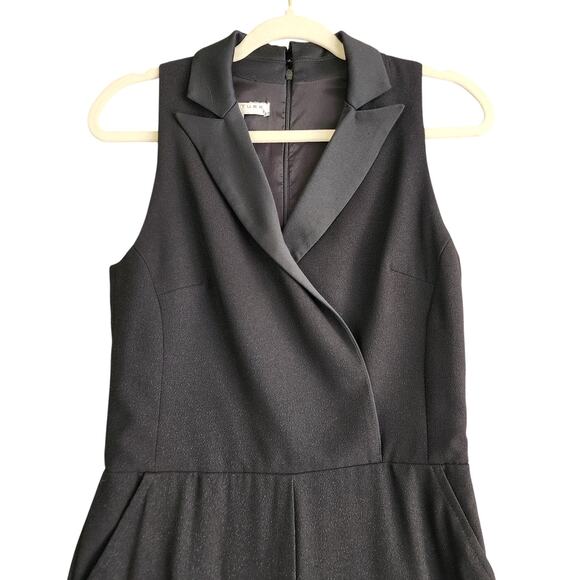 Trina Turk Womens Sleeveless Glitter Jumpsuit Size 4 Black Metallic Straight Leg - Picture 3 of 13